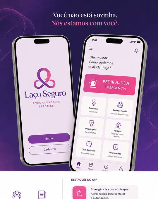 Tela do aplicativo Laço Seguro